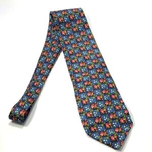 Valentino Vintage Silk Blue and Pink Floral Tie